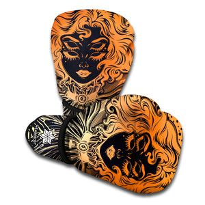 Wiccan Girl And Magical Moon Print Boxing Gloves