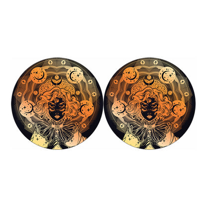 Wiccan Girl And Magical Moon Print Car Coasters