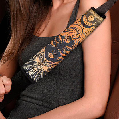 Wiccan Girl And Magical Moon Print Car Seat Belt Covers
