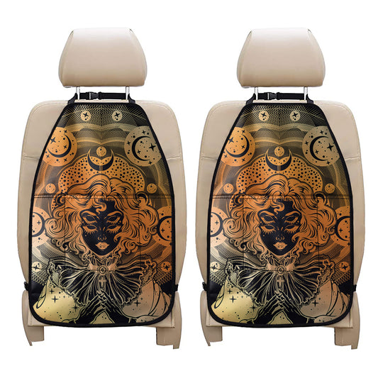 Wiccan Girl And Magical Moon Print Car Seat Organizers