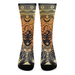 Wiccan Girl And Magical Moon Print Crew Socks