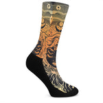 Wiccan Girl And Magical Moon Print Crew Socks