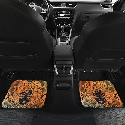 Wiccan Girl And Magical Moon Print Front and Back Car Floor Mats