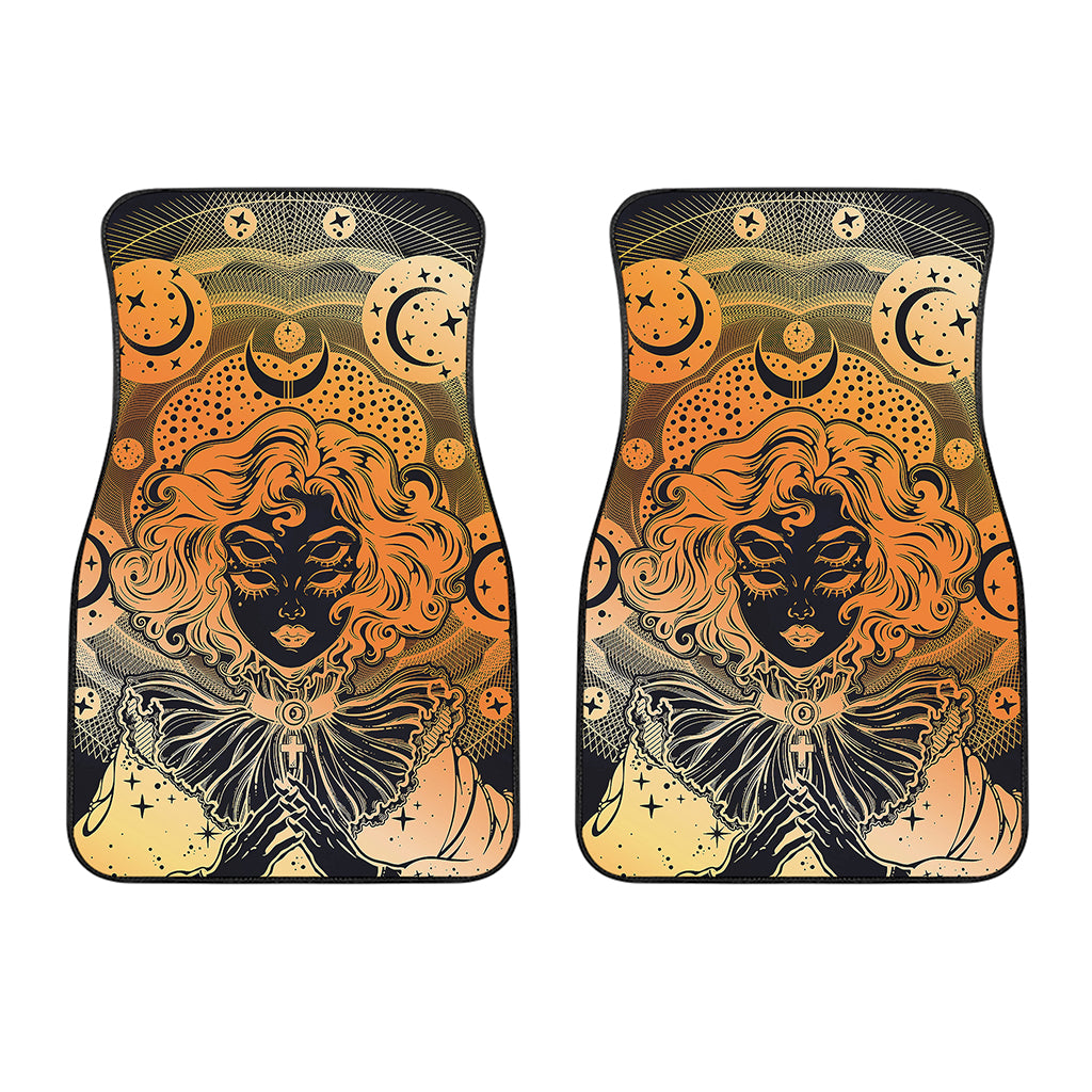 Wiccan Girl And Magical Moon Print Front Car Floor Mats
