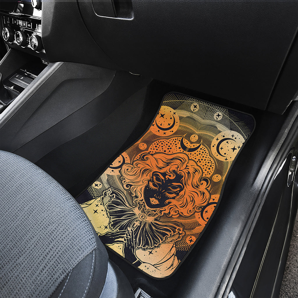 Wiccan Girl And Magical Moon Print Front Car Floor Mats