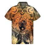 Wiccan Girl And Magical Moon Print Men's Short Sleeve Shirt