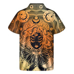 Wiccan Girl And Magical Moon Print Men's Short Sleeve Shirt
