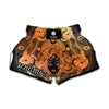 Wiccan Girl And Magical Moon Print Muay Thai Boxing Shorts