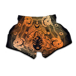 Wiccan Girl And Magical Moon Print Muay Thai Boxing Shorts