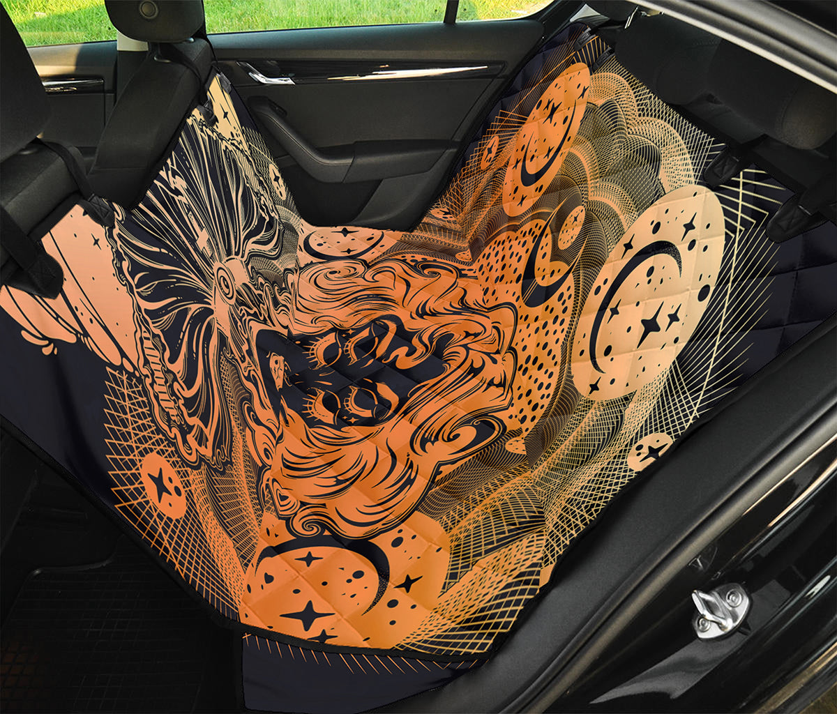 Wiccan Girl And Magical Moon Print Pet Car Back Seat Cover