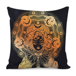 Wiccan Girl And Magical Moon Print Pillow Cover