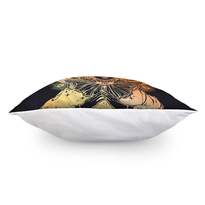 Wiccan Girl And Magical Moon Print Pillow Cover