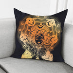 Wiccan Girl And Magical Moon Print Pillow Cover
