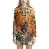 Wiccan Girl And Magical Moon Print Pullover Hoodie Dress