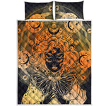 Wiccan Girl And Magical Moon Print Quilt Bed Set