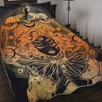 Wiccan Girl And Magical Moon Print Quilt Bed Set