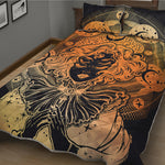 Wiccan Girl And Magical Moon Print Quilt Bed Set