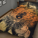 Wiccan Girl And Magical Moon Print Quilt Bed Set