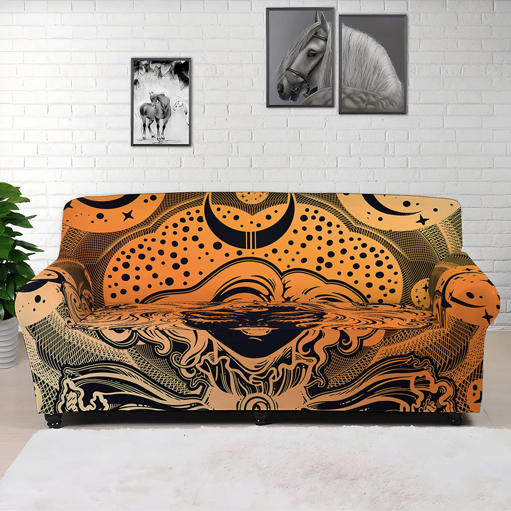 Wiccan Girl And Magical Moon Print Sofa Cover