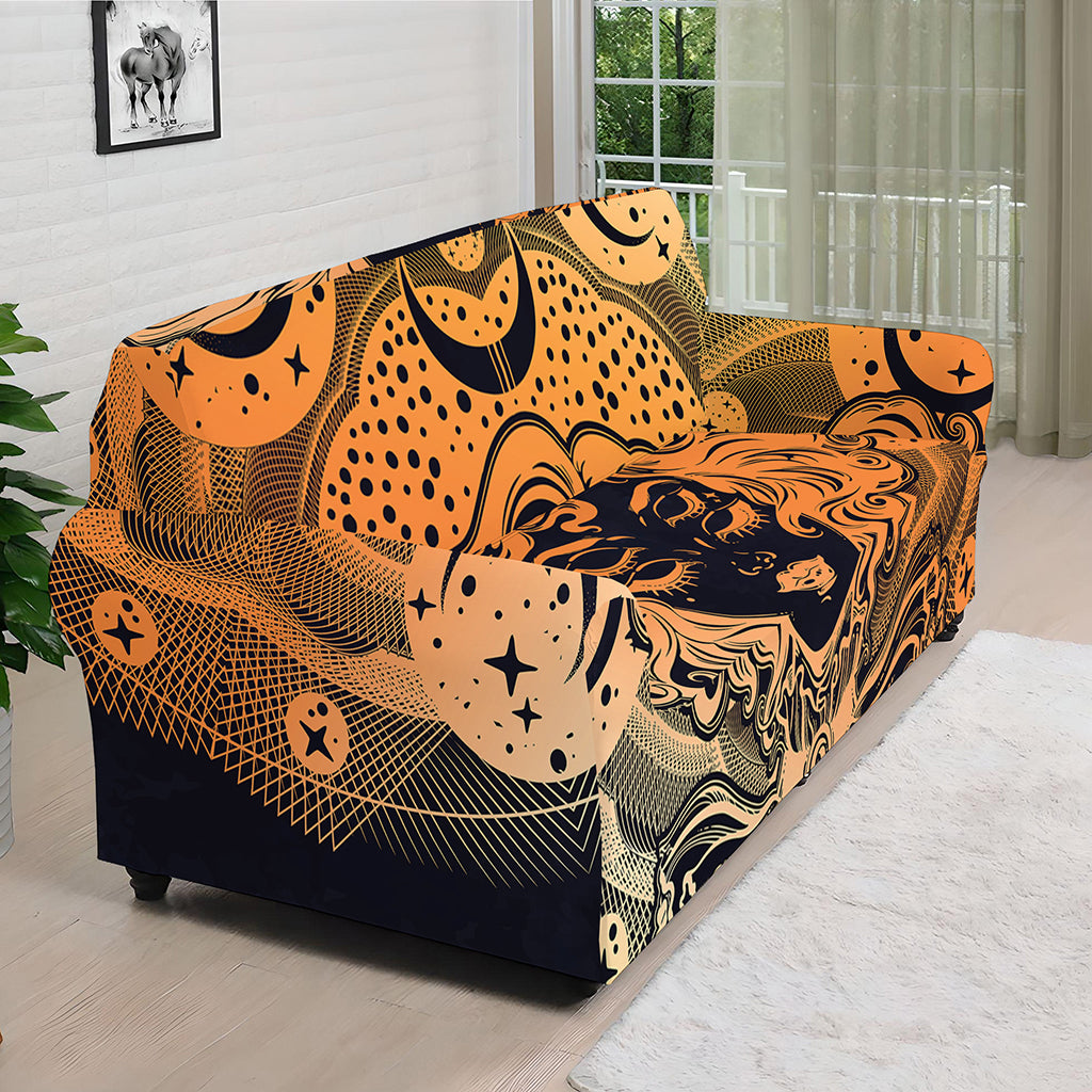 Wiccan Girl And Magical Moon Print Sofa Cover