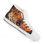 Wiccan Girl And Magical Moon Print White High Top Shoes