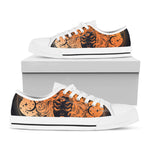 Wiccan Girl And Magical Moon Print White Low Top Shoes