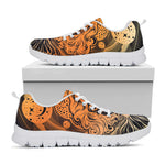 Wiccan Girl And Magical Moon Print White Sneakers