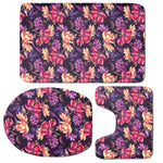 Wild Flower Print 3 Piece Bath Mat Set