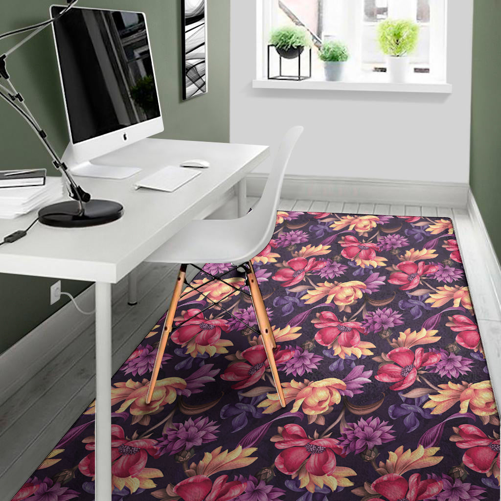 Wild Flower Print Area Rug