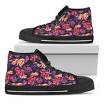 Wild Flower Print Black High Top Shoes