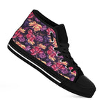 Wild Flower Print Black High Top Shoes