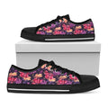 Wild Flower Print Black Low Top Sneakers