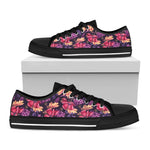 Wild Flower Print Black Low Top Shoes