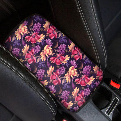 Wild Flower Print Car Center Console Cover