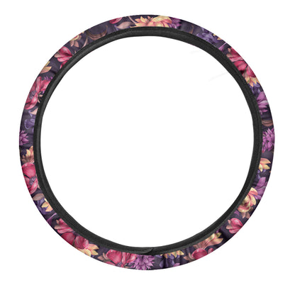 Wild Flower Print Car Steering Wheel Cover