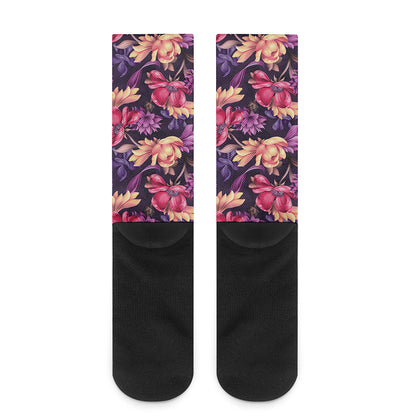 Wild Flower Print Crew Socks