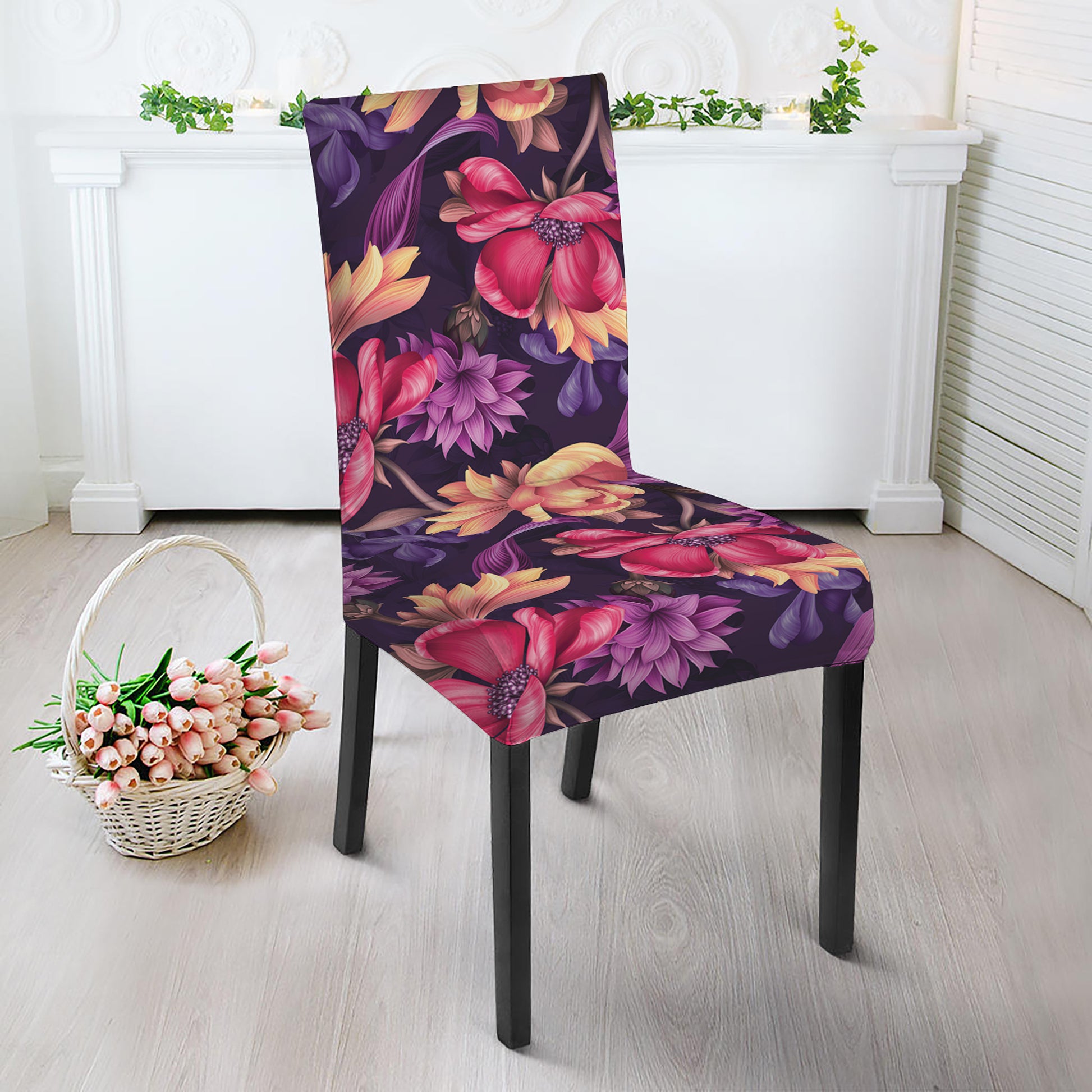 Wild Flower Print Dining Chair Slipcover