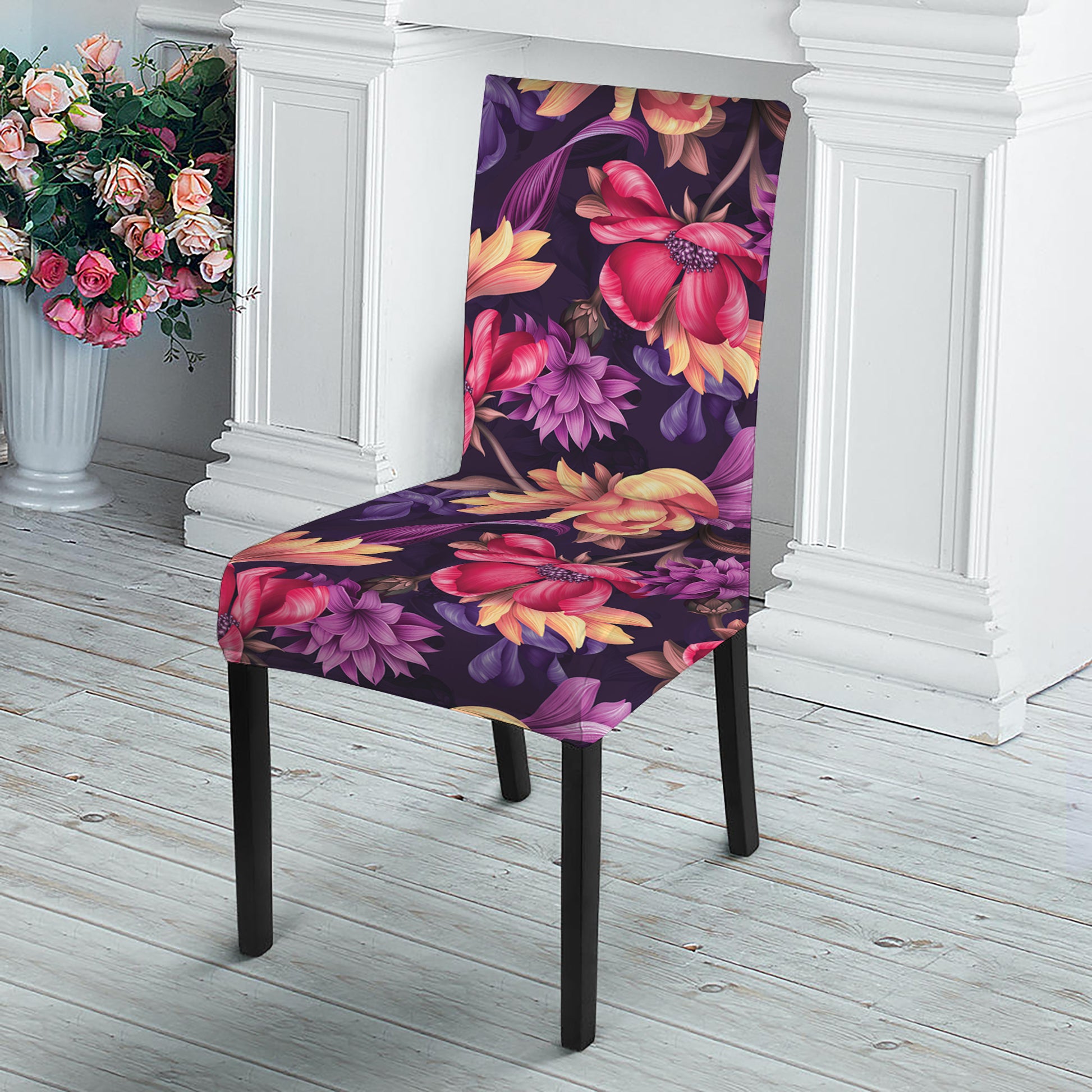 Wild Flower Print Dining Chair Slipcover