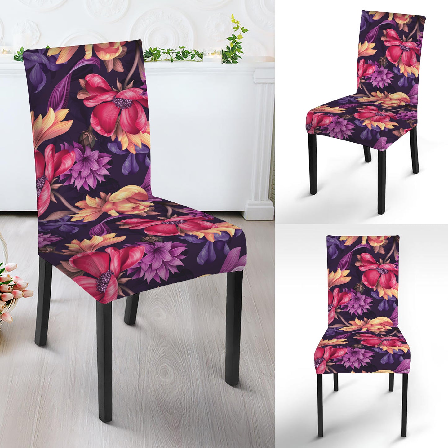 Wild Flower Print Dining Chair Slipcover