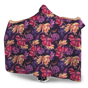 Wild Flower Print Hooded Blanket