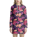 Wild Flower Print Pullover Hoodie Dress