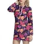 Wild Flower Print Hoodie Dress