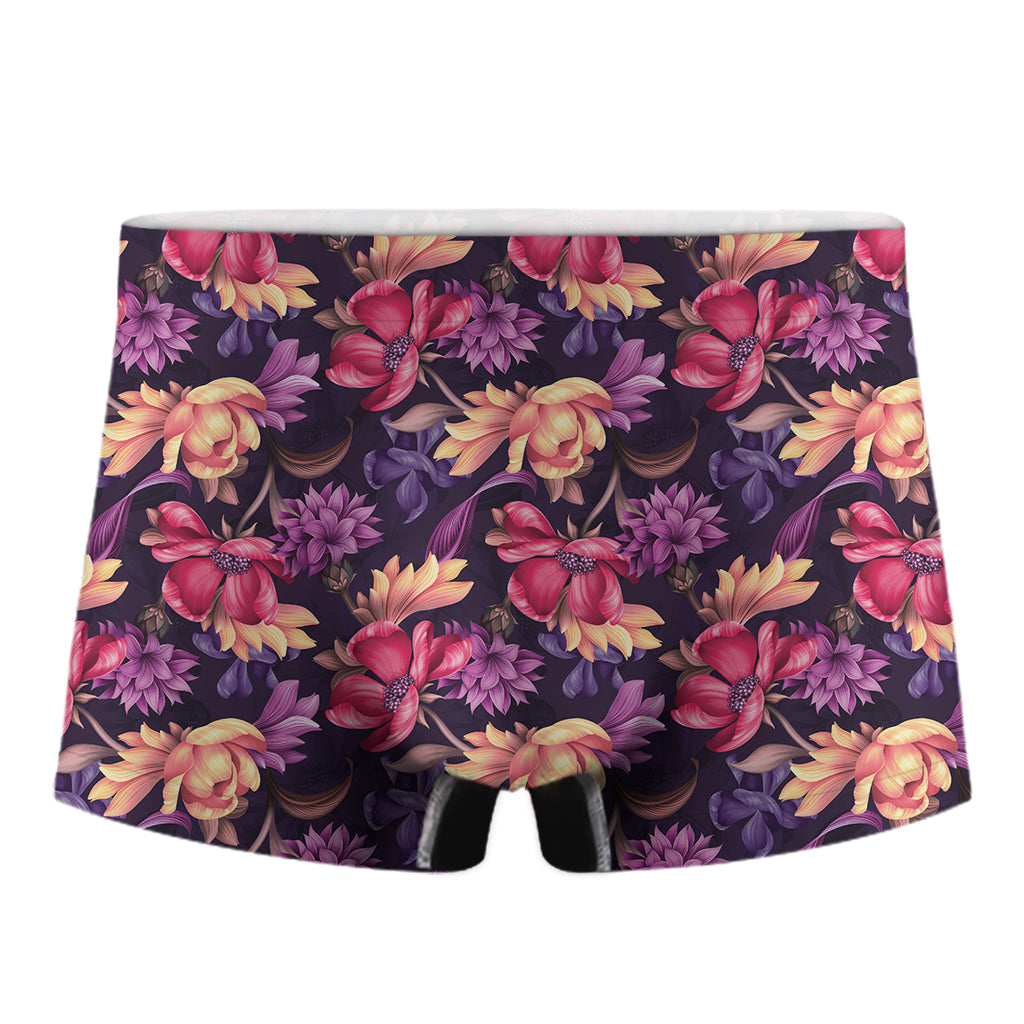 Wild Flower Print Men's Boxer Briefs