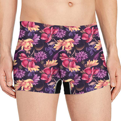 Wild Flower Print Men's Boxer Briefs