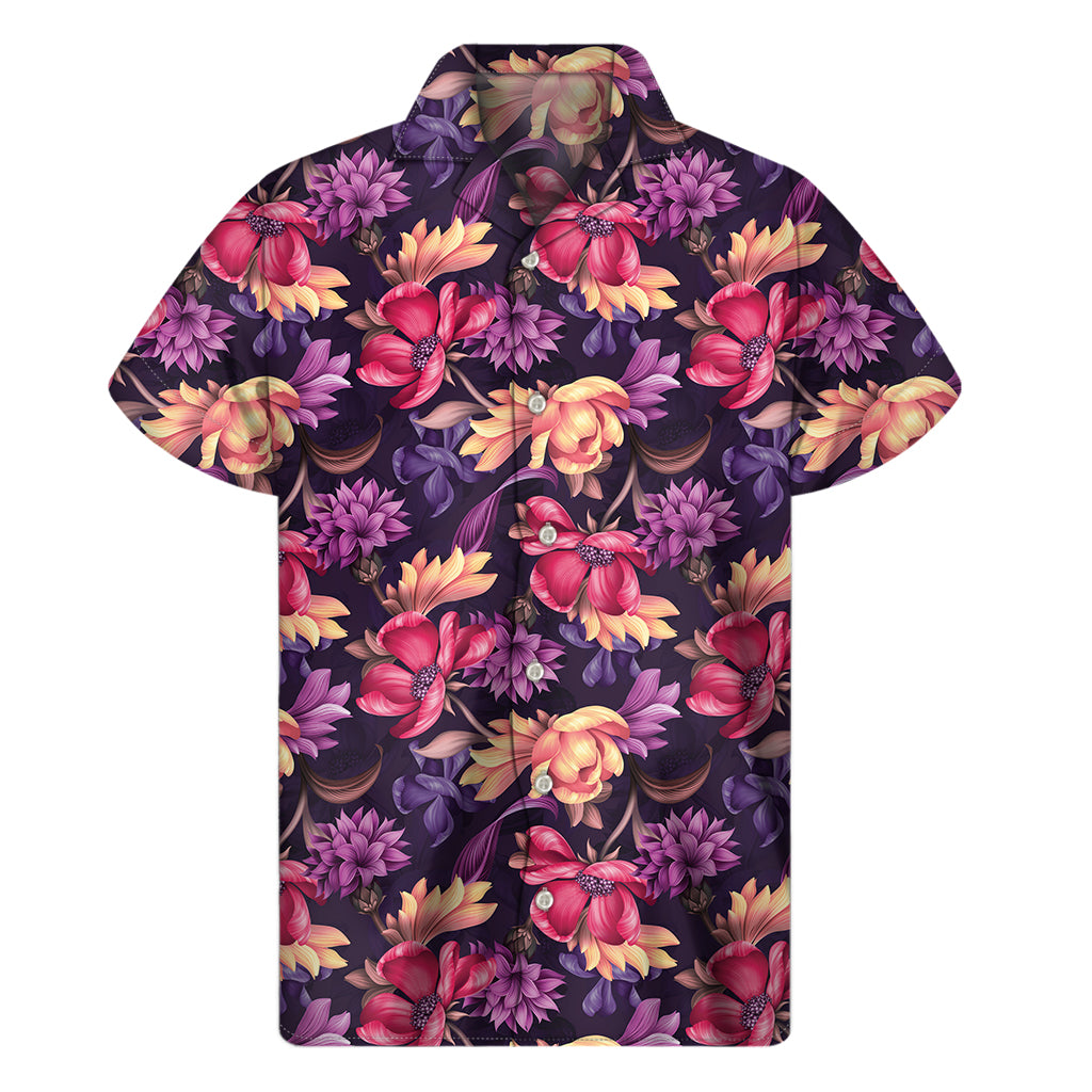 Wild Flower Print Men's Short Sleeve Shirt
