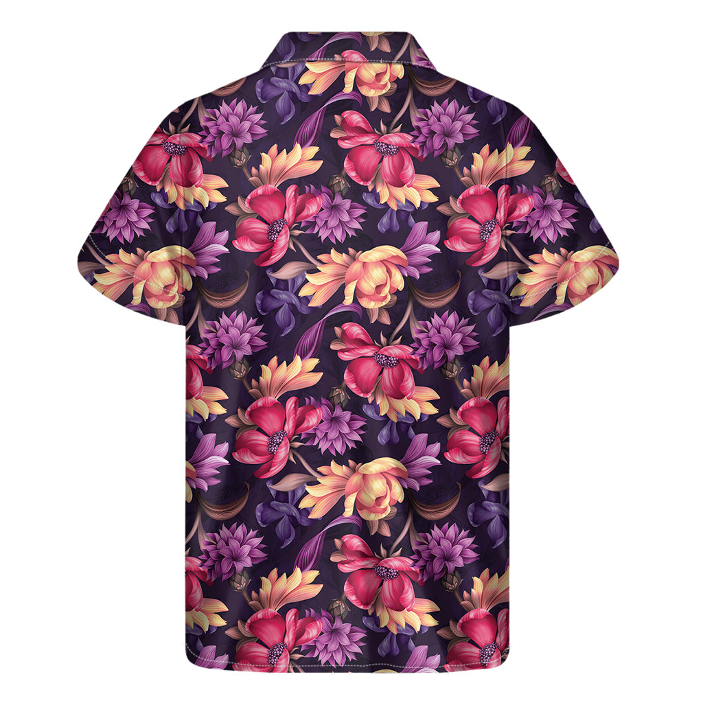 Wild Flower Print Men's Short Sleeve Shirt