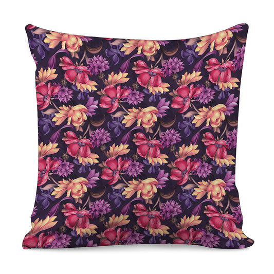 Wild Flower Print Pillow Cover