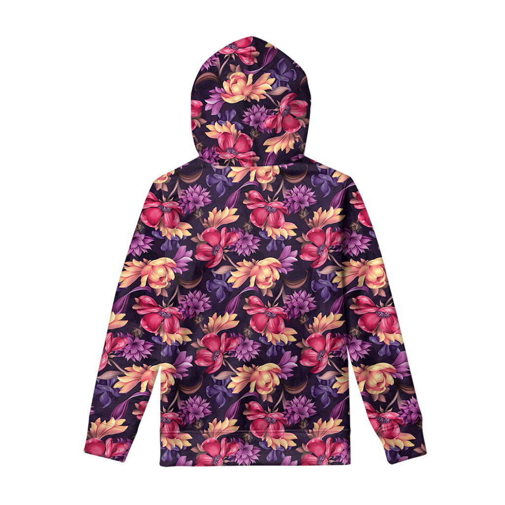 Wild Flower Print Pullover Hoodie