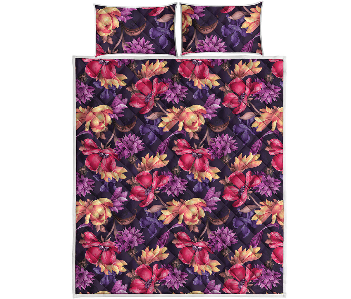 Wild Flower Print Quilt Bed Set