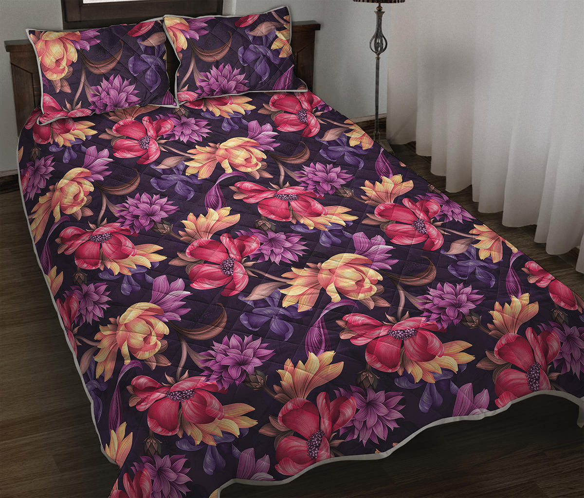 Wild Flower Print Quilt Bed Set
